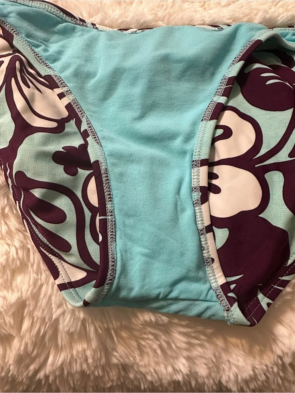 Malibu Dream Girl Tropical Bikini Set M Top L Bottom Aqua Blue Purple Boho - Picture 5 of 13